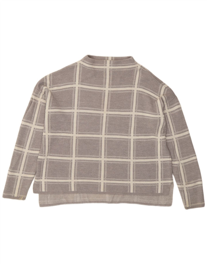 Marks & Spencer Womens Crew Neck Jumper Sweater UK 16 Large Grey Check