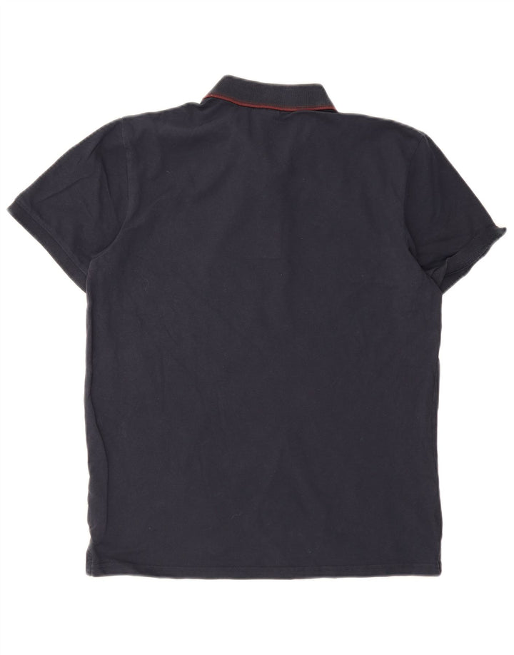 JACK & JONES Mens Polo Shirt Medium Navy Blue Cotton