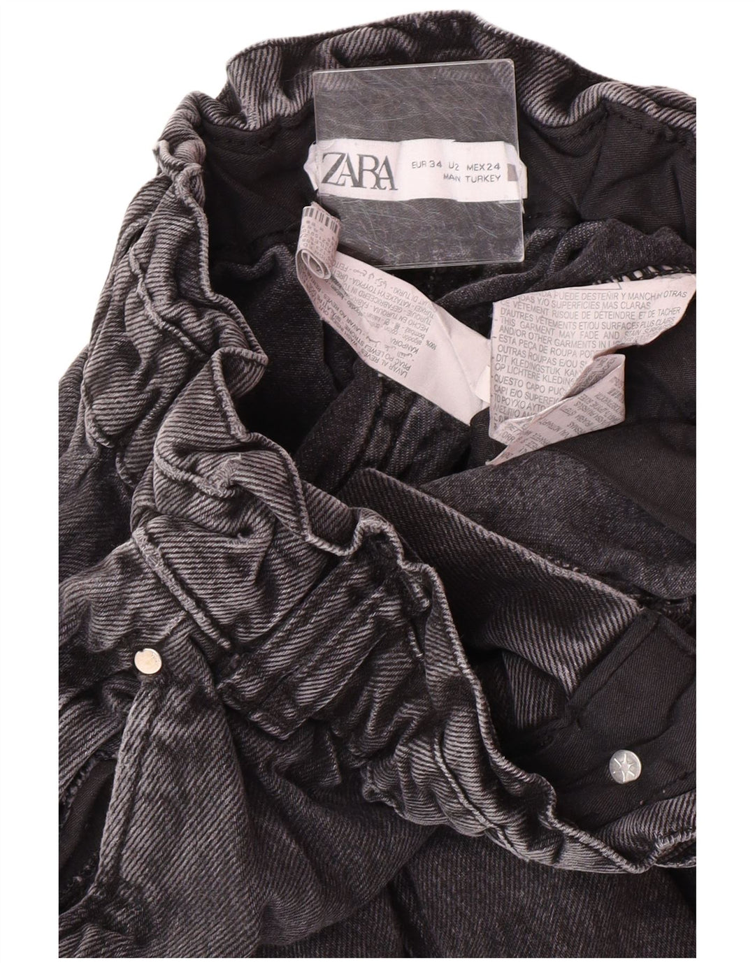 Zara Womens High Waist Tapered Jeans EU 34 2XS W24 L25 Grey Cotton Modern