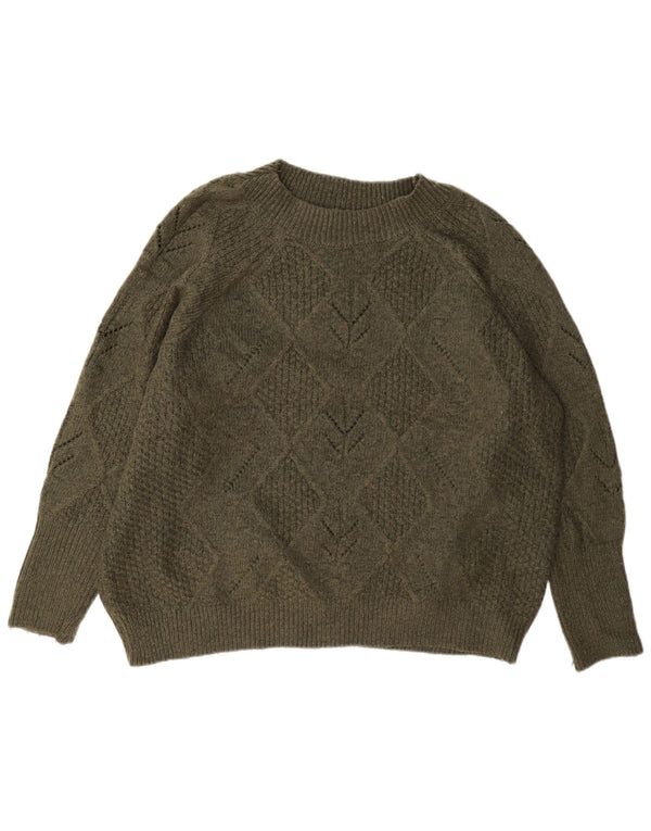 Marks & Spencer Womens Oversized Crew Neck Jumper Sweater UK 18 XL Green