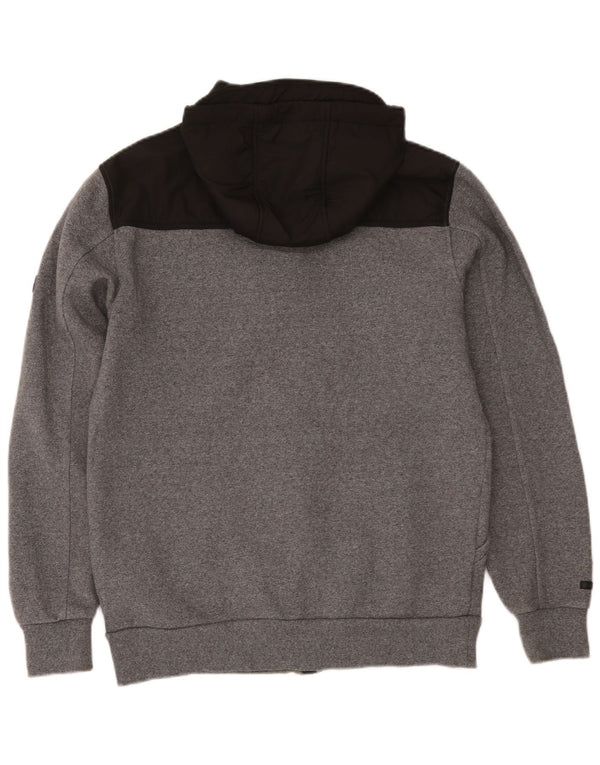Billabong Mens Zip Hoodie Sweater Large Grey Colourblock Cotton