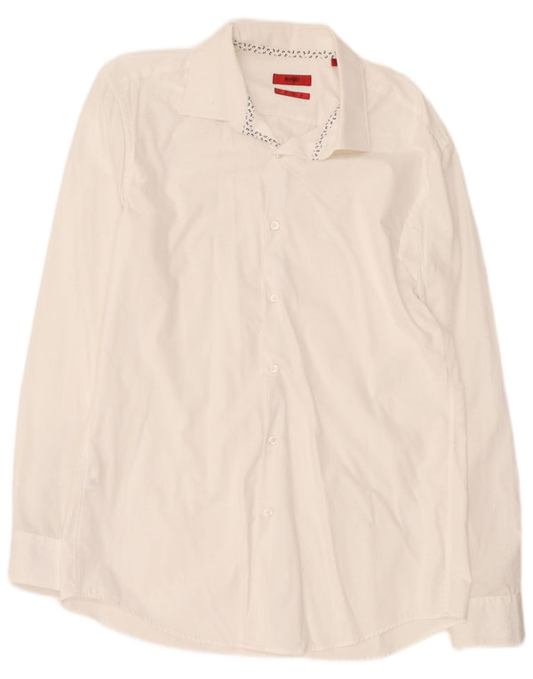 Hugo Boss Mens Slim Fit Shirt Size 42 16 1/2 Large White Cotton