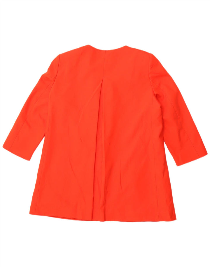 ZARA Womens 3/4 Sleeve Open Blazer Jacket UK 14 Large Orange Cotton