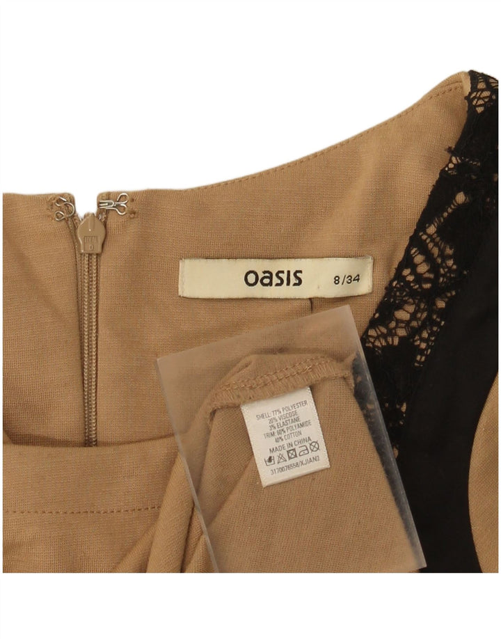 Oasis Womens Sheath Dress UK 8 Small  Brown Colourblock Polyester
