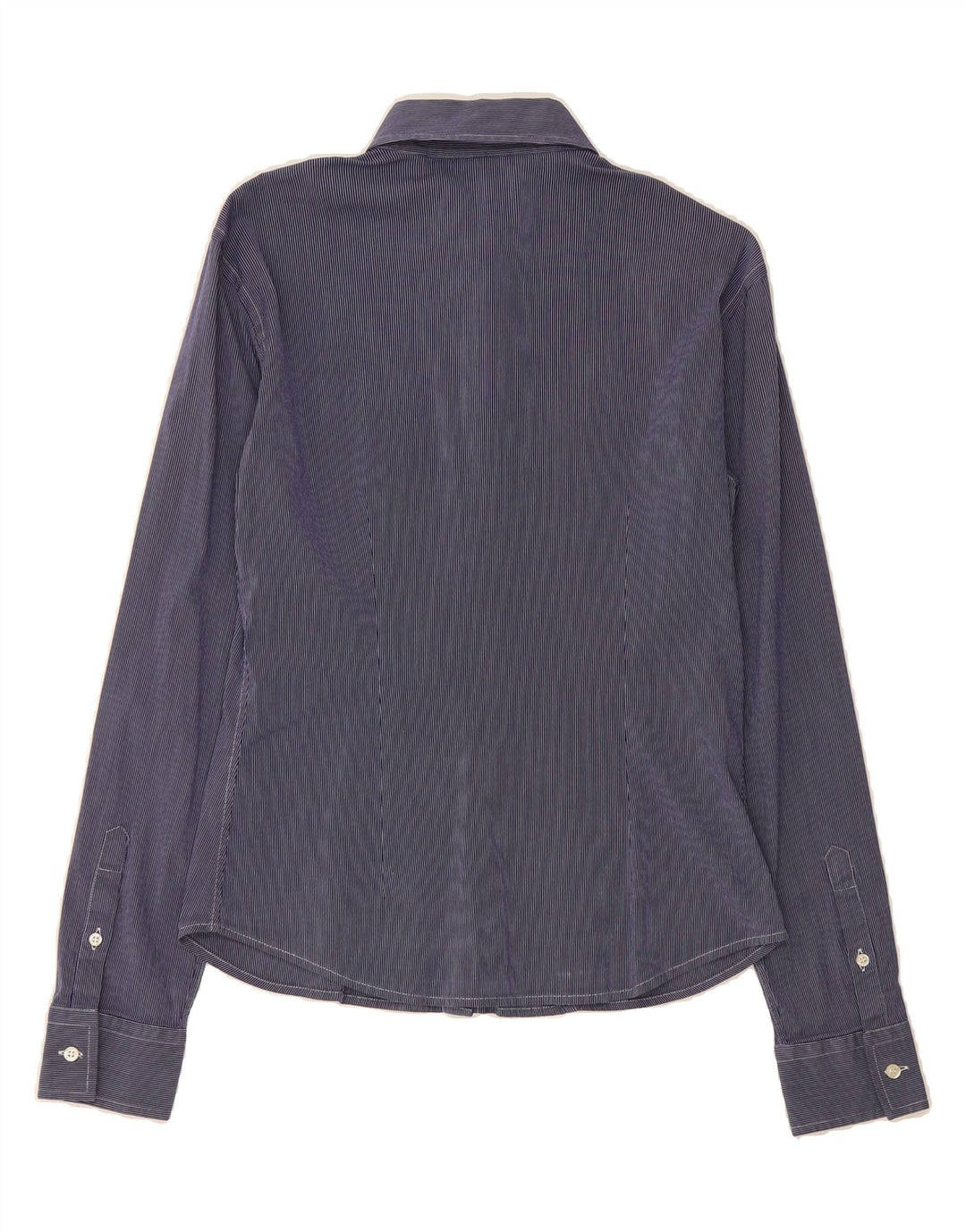 BROOKSFIELD Womens Shirt IT 44 Medium Navy Blue Pinstripe Cotton Vintage Brooksfield and Second-Hand Brooksfield from Messina Hembry 