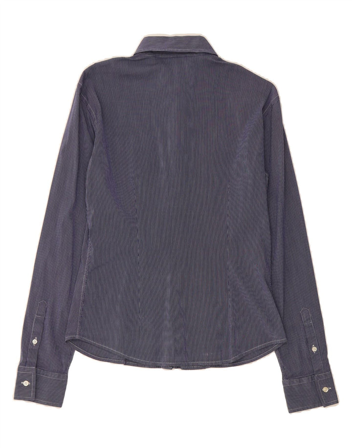 BROOKSFIELD Womens Shirt IT 44 Medium Navy Blue Pinstripe Cotton Vintage Brooksfield and Second-Hand Brooksfield from Messina Hembry 