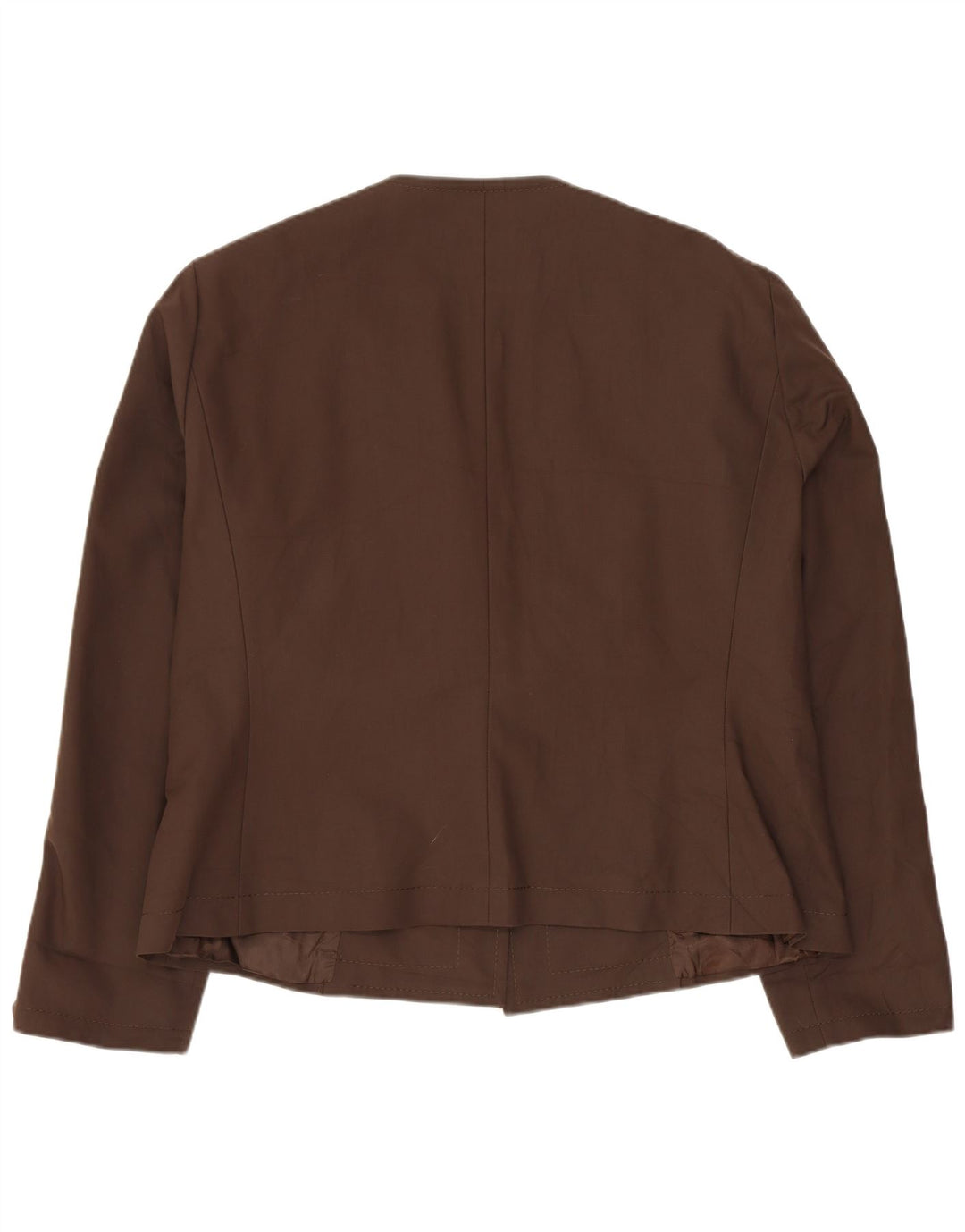 BARBARA B Womens Open Blazer Jacket UK 18 XL Brown Cotton