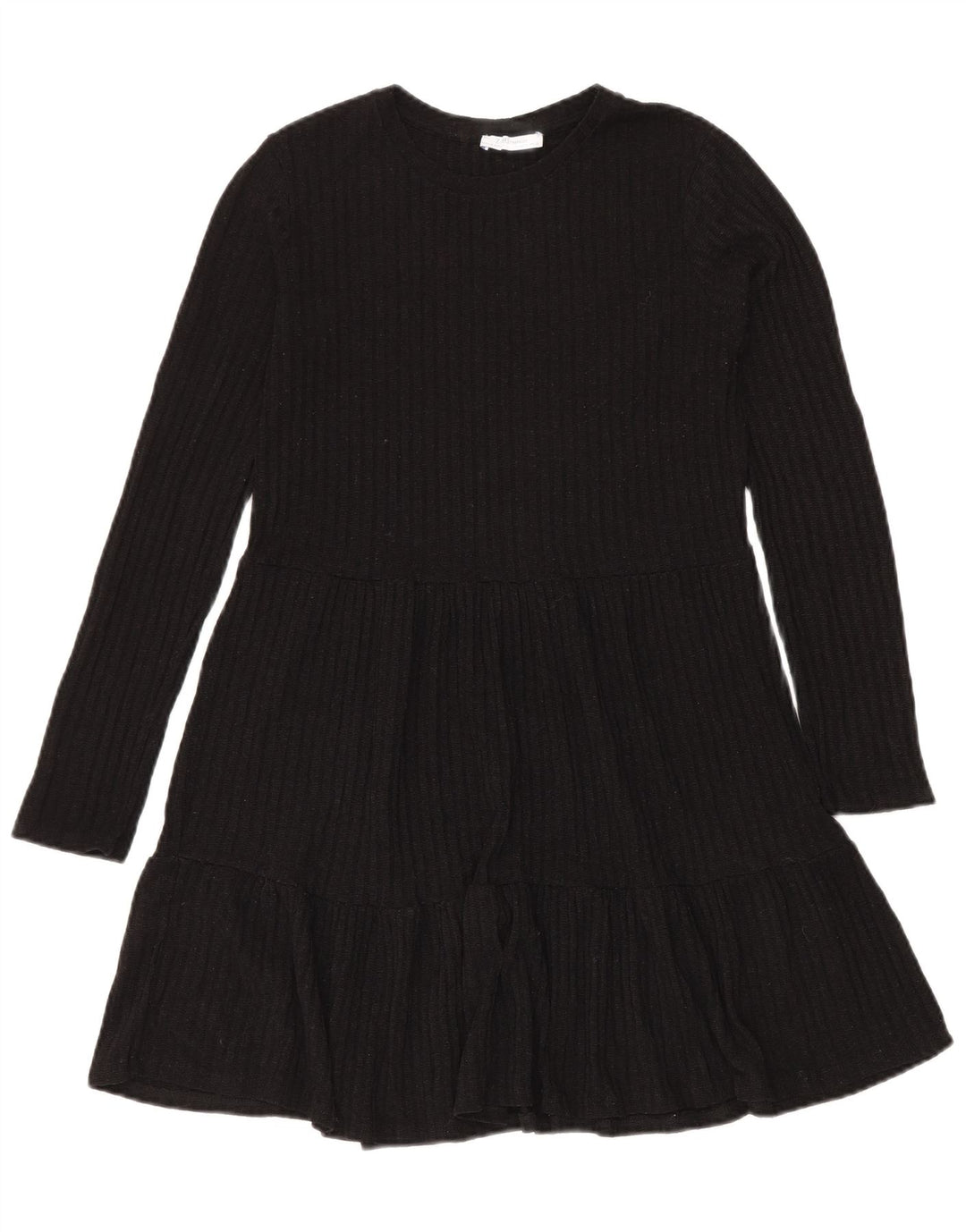 Zara Womens Knit Tiered Dress UK 12 Medium Black