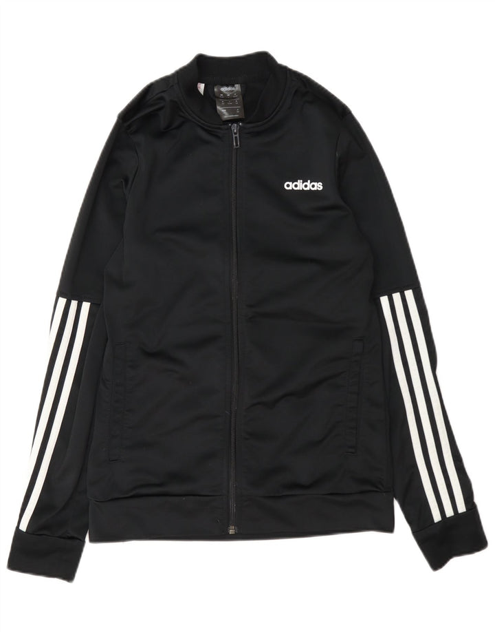 Adidas Boys Tracksuit Top Jacket 13-14 Years Black Polyester