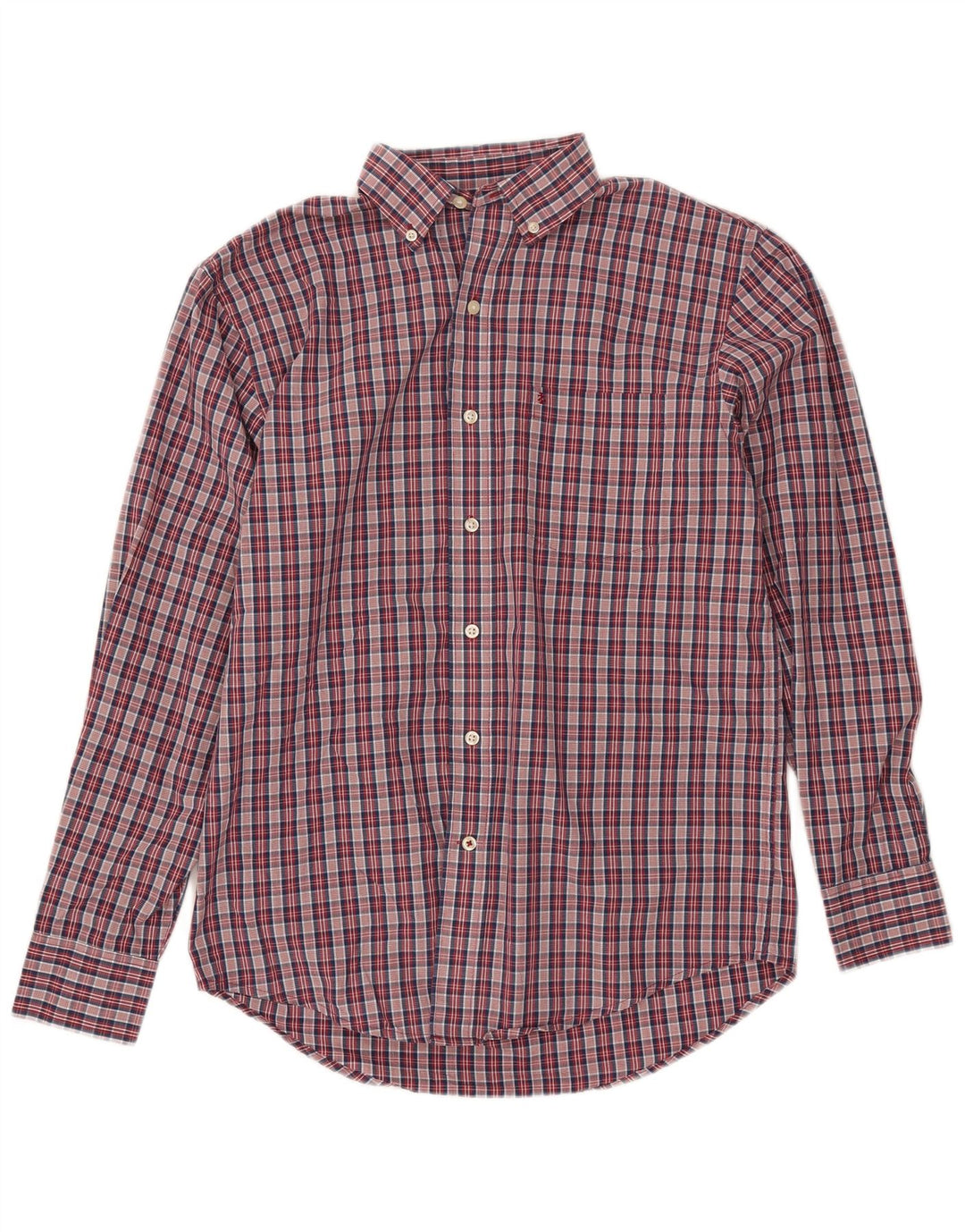 IZOD Mens Shirt Small Red Check Cotton