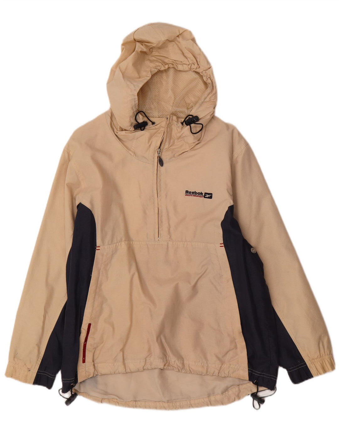 Reebok Womens Pullover Hooded Rain Jacket UK 12 Medium Beige Colourblock