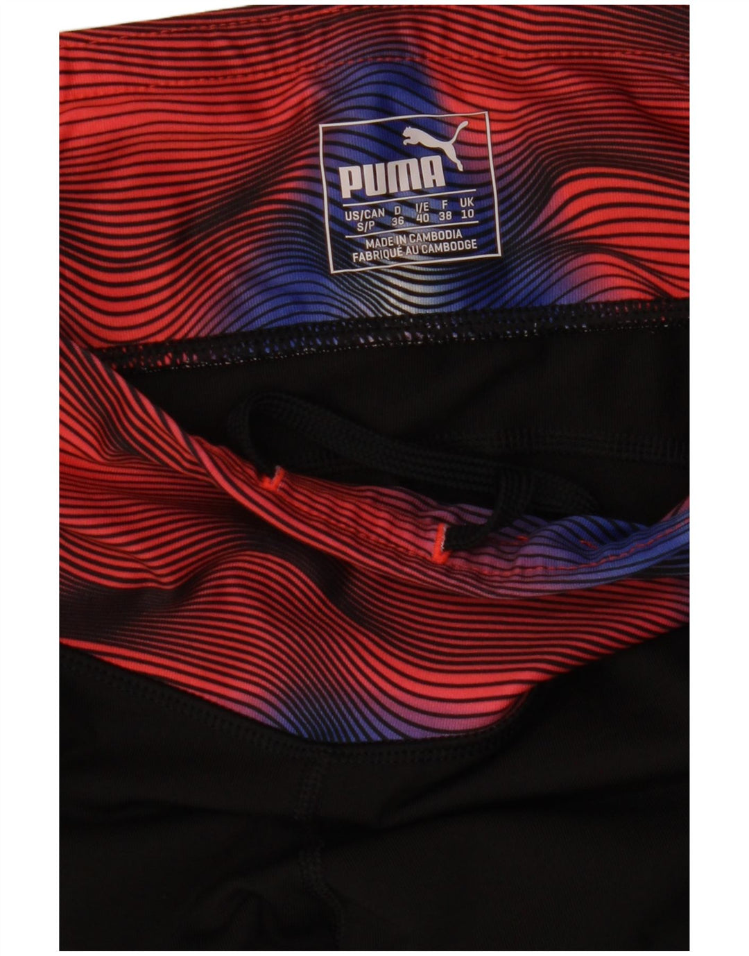 Puma Womens Abstract Pattern Leggings UK 10 Small Black Colourblock