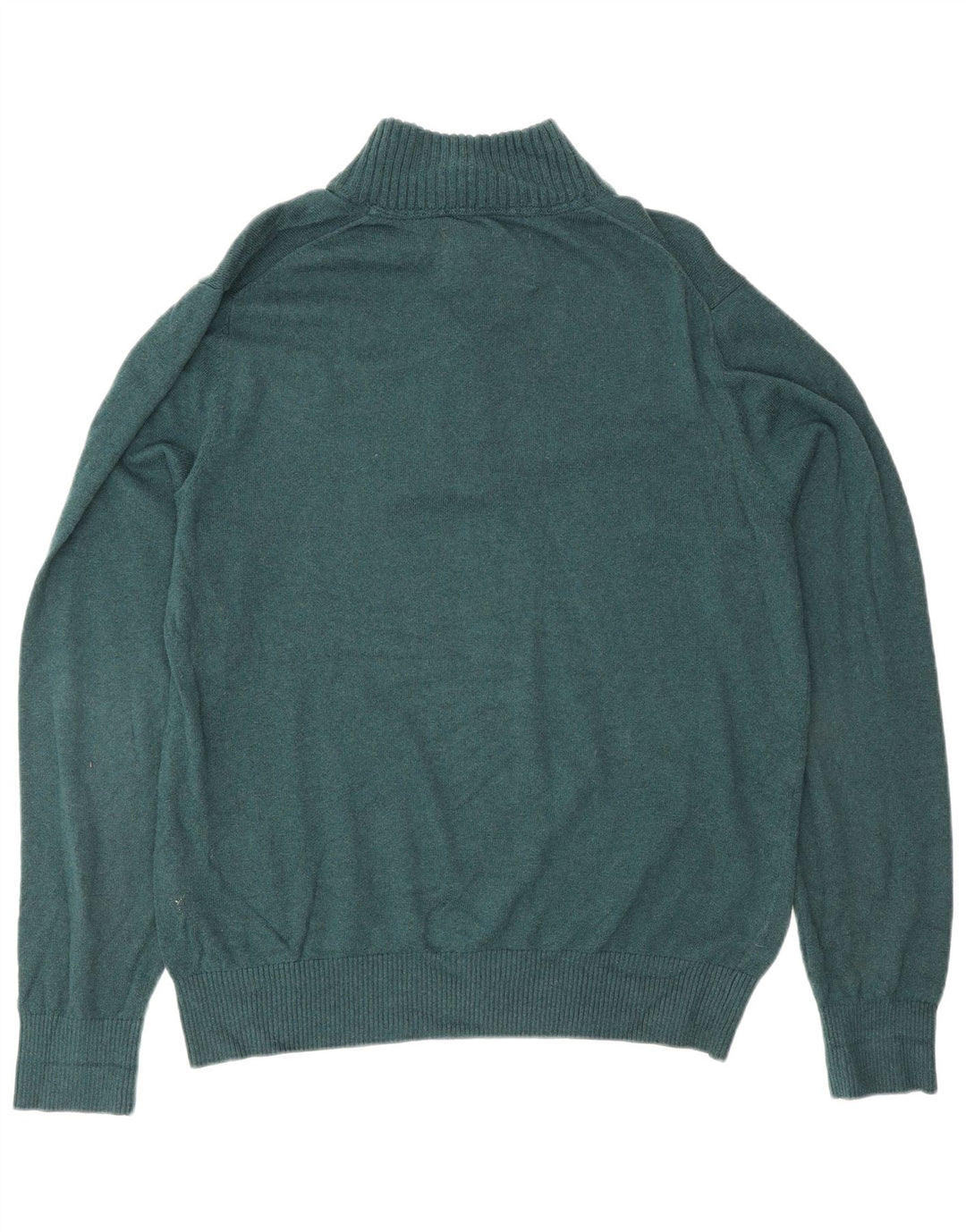 Eddie Bauer Mens Zip Neck Jumper Sweater Medium Green Cotton