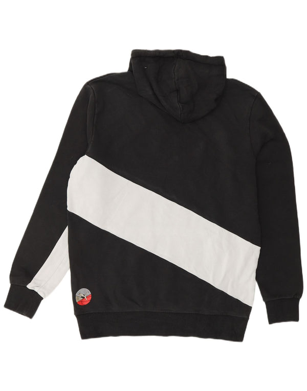 PUMA Mens Hoodie Jumper Medium Black Colourblock Cotton