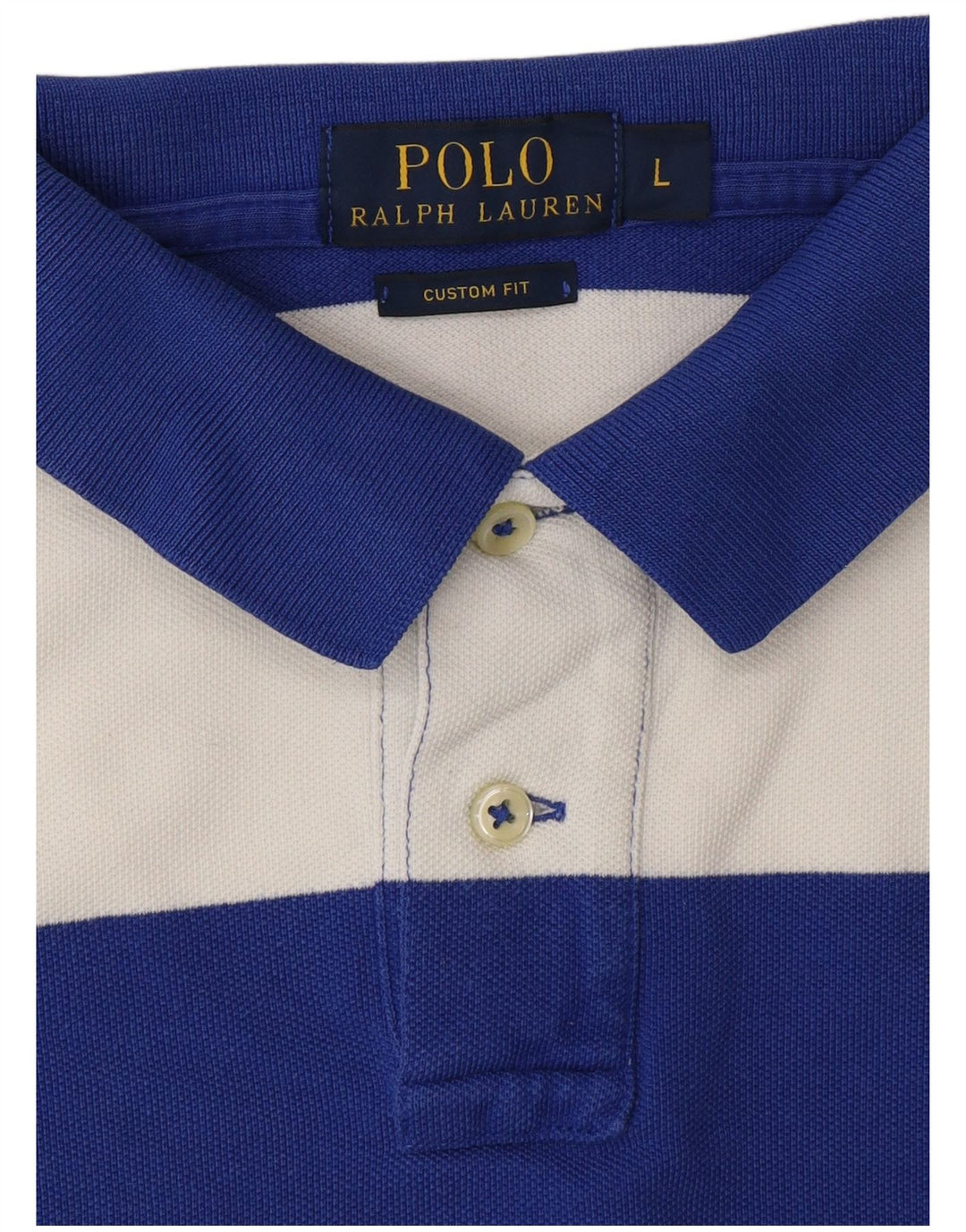 POLO RALPH LAUREN Mens Custom Fit Polo Shirt Large Blue Striped