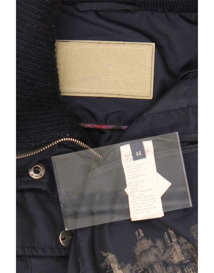 Gas Womens Hooded Bomber Jacket IT 46 Large Navy Blue Polyamide