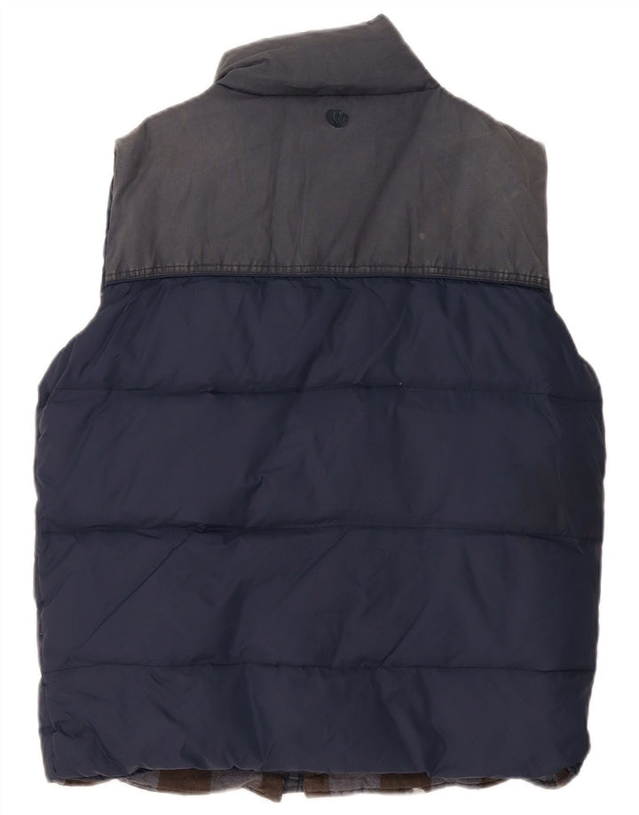 FAT FACE Mens Padded Gilet UK 38 Medium Navy Blue Colourblock Nylon