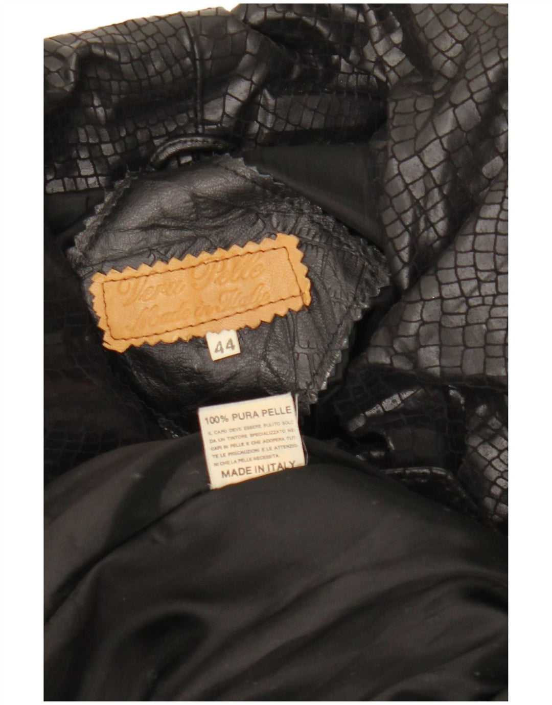 VINTAGE Womens Leather Coat IT 44 Medium Black Leather