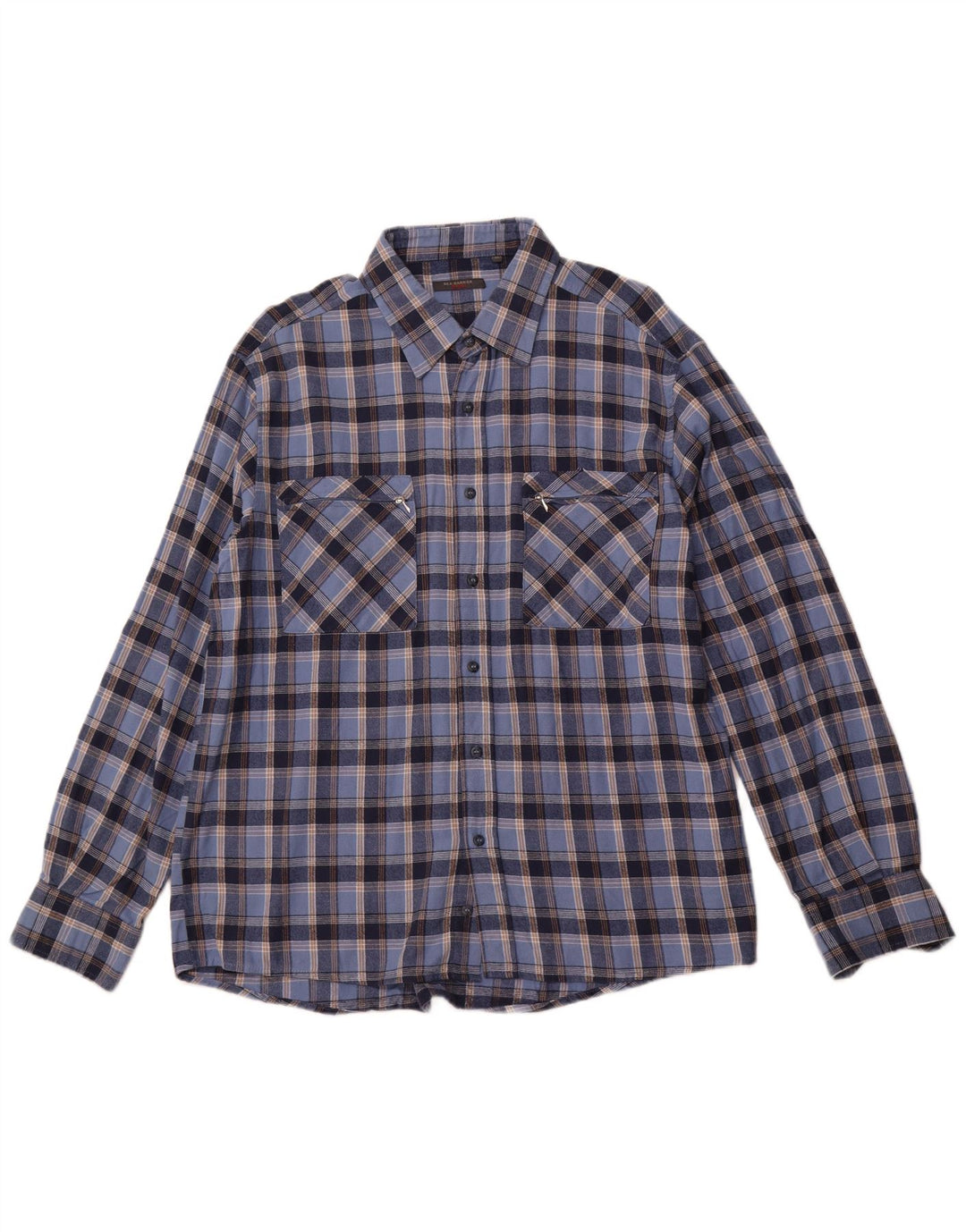 SEA BARRIER Mens Flannel Shirt XL Blue Check Cotton