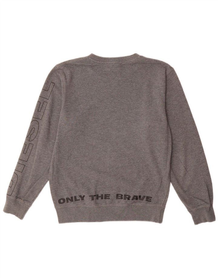 Diesel Mens Graphic Sweatshirt Jumper Small Grey Cotton