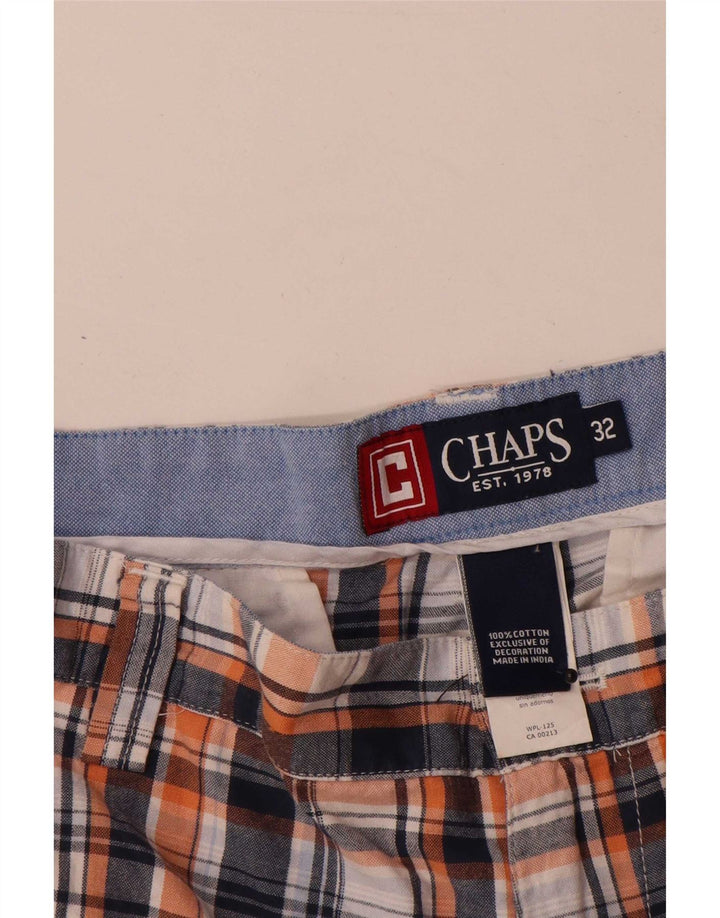 Chaps Mens Chino Shorts W32 Medium Navy Blue Check