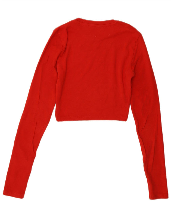 Zara Womens Crop Top Long Sleeve UK 8 Small Red