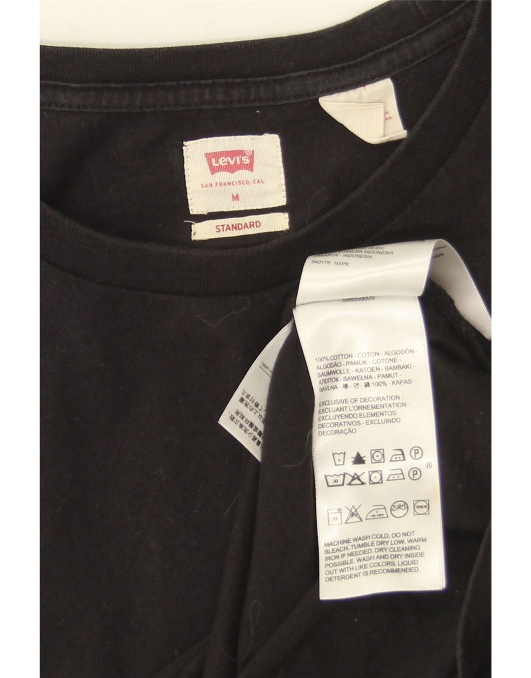Levi's Mens Standard T-Shirt Top Medium Black Cotton