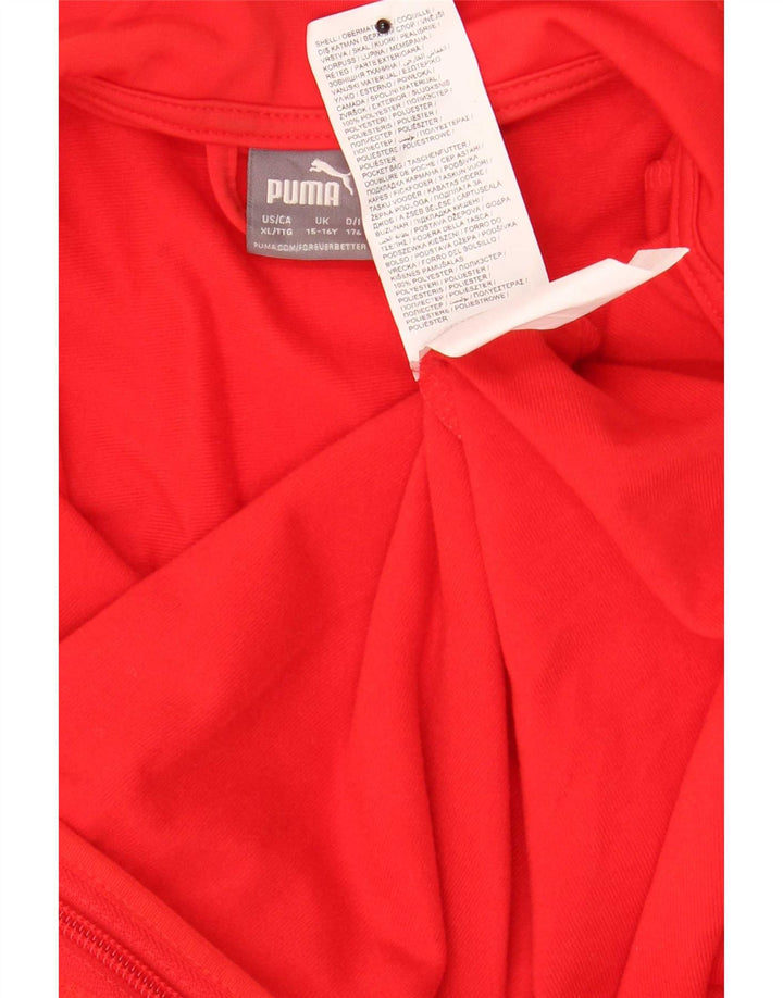 Puma Boys Tracksuit Top Jacket 15-16 Years Red Colourblock Polyester