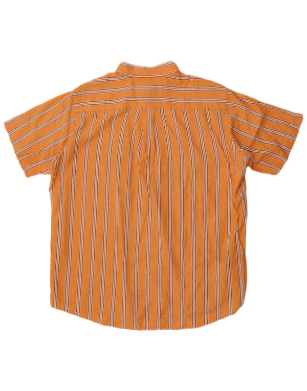 Murphy & Nye Mens Short Sleeve Shirt 2XL Orange Striped Cotton