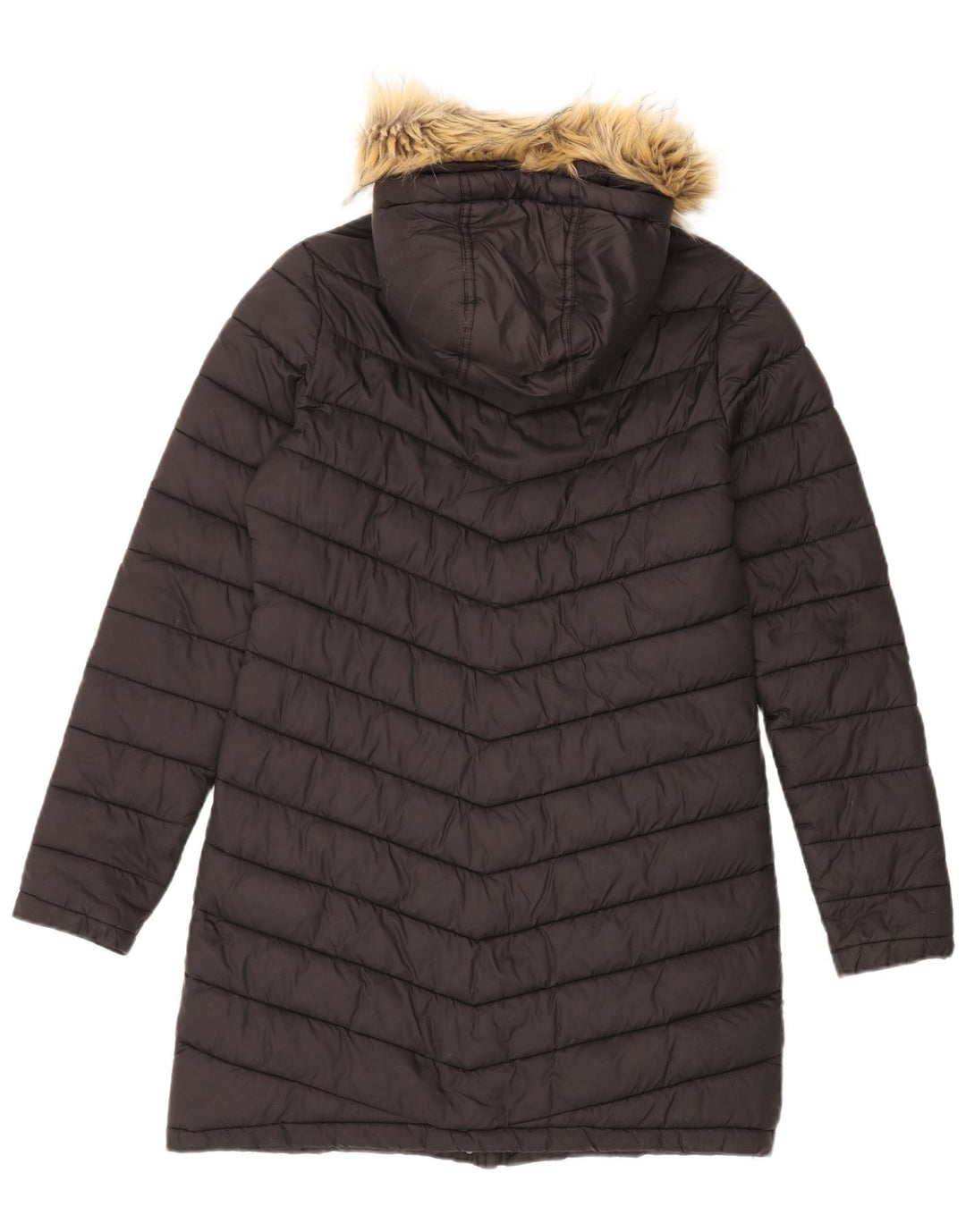 Superdry Womens Hooded Padded Coat UK 12 Medium  Black Nylon