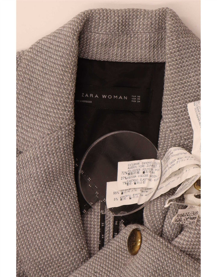Zara Womens 1 Button Blazer Jacket UK 6 XS Grey Polyester