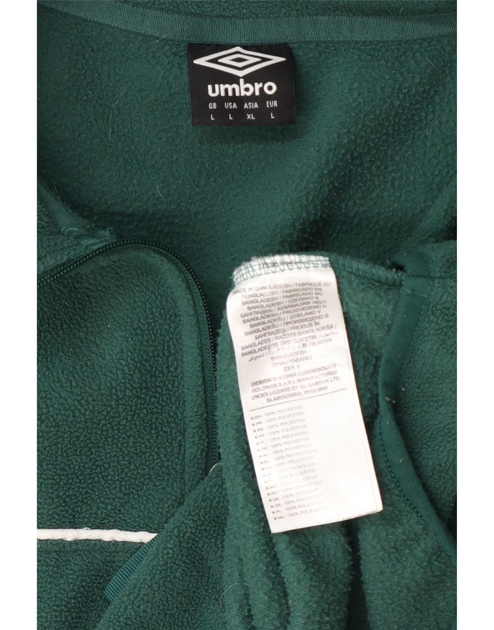 Umbro Mens Graphic Zip Neck Fleece Jumper Large Green Polyester