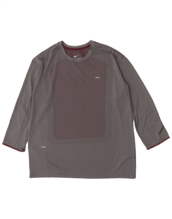 Nike Mens Top 3/4 Sleeve 2XL Grey Colourblock