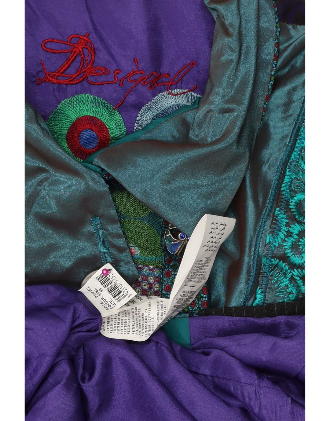 Desigual Womens Graphic Overcoat EU 40 Medium Multicoloured Patchwork
