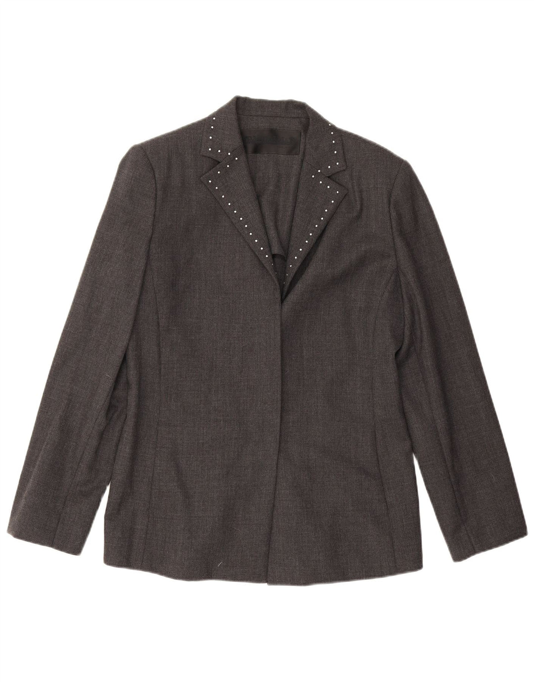 Pancaldi & B Womens Open Blazer Jacket IT 46 Large Grey Virgin Wool