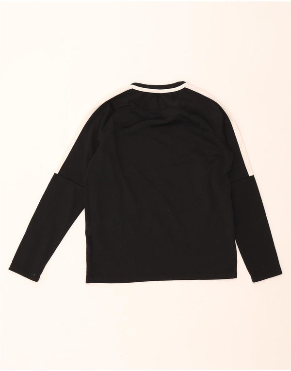 NIKE Boys Dri Fit Top Long Sleeve 12-13 Years Large Black Colourblock
