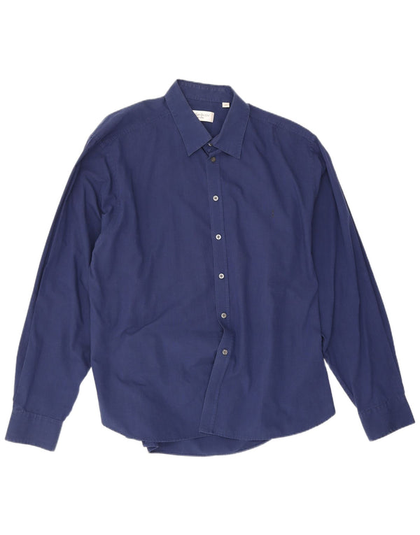 Yves Saint Laurent Mens Shirt 2XL Navy Blue Cotton