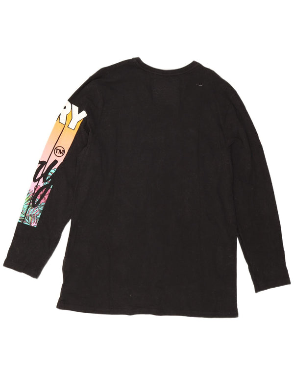 Superdry Womens Graphic Top Long Sleeve UK 18 XL Black Cotton