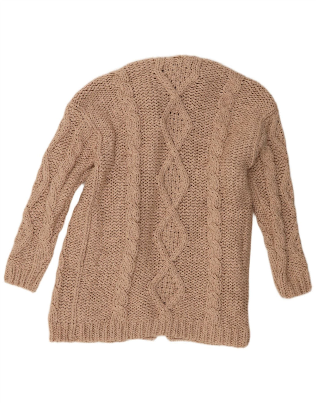 Zara Womens Oversized Open Cardigan Sweater UK 10 Small Beige Polyester