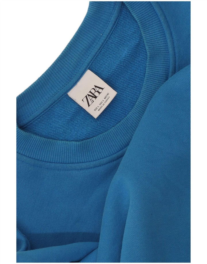 Zara Mens Sweatshirt Jumper Large Blue