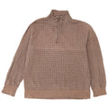 Izod Mens Zip Neck Sweatshirt Jumper Medium Brown Check Cotton