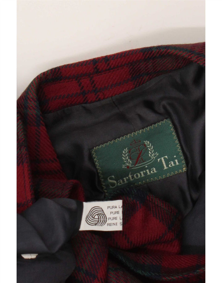 Vintage Womens 2 Button Blazer Jacket UK 16 Large Red Check New Wool