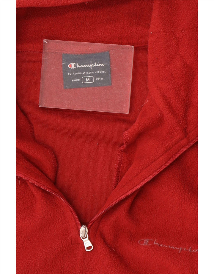 Champion Mens Zip Neck Fleece Jumper Medium Red