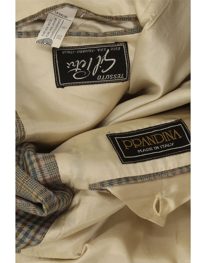 Prandina Mens 2 Button Blazer Jacket UK 40 Large Green Houndstooth New Wool