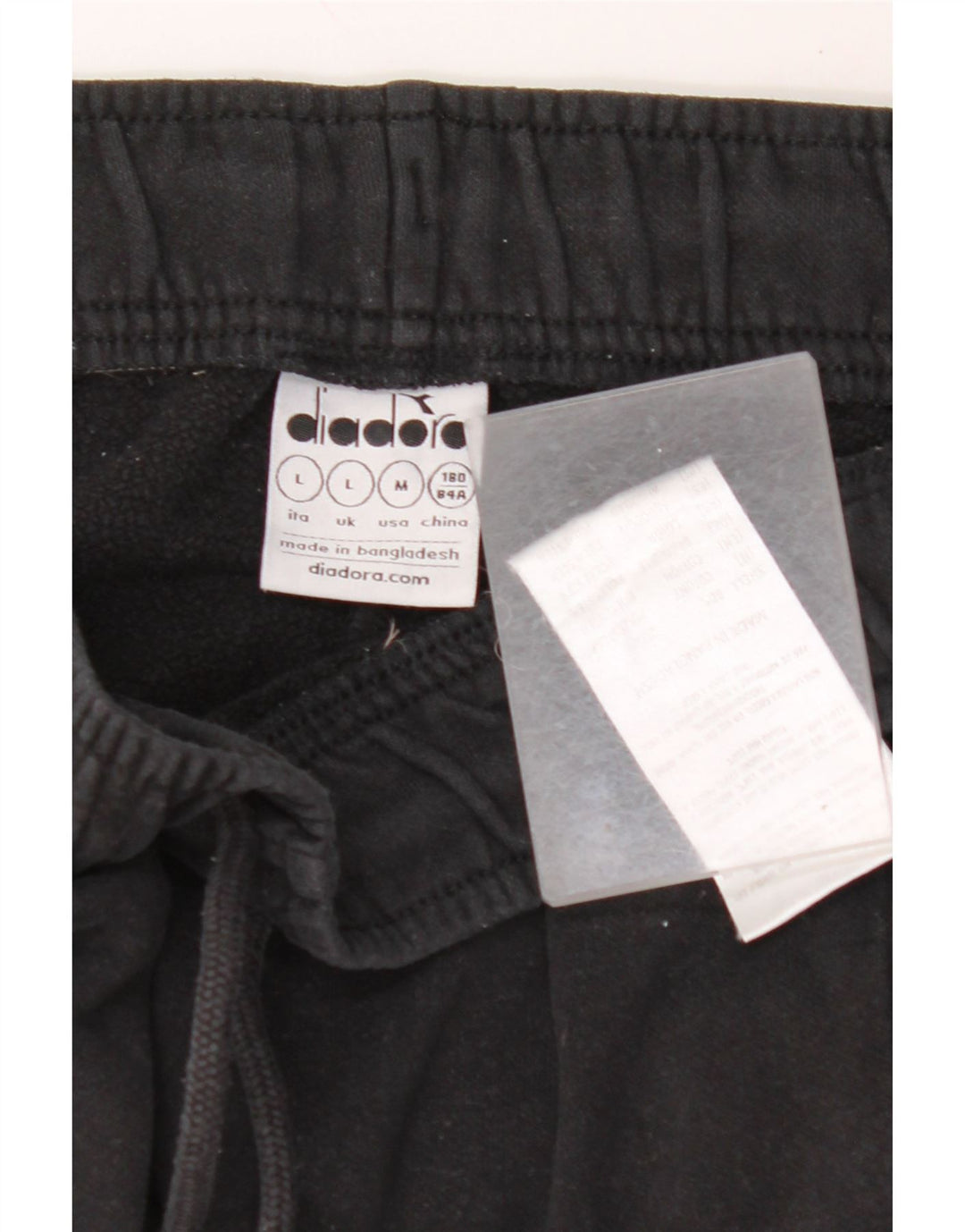 DIADORA Mens Tracksuit Trousers Joggers Large  Black Colourblock Cotton