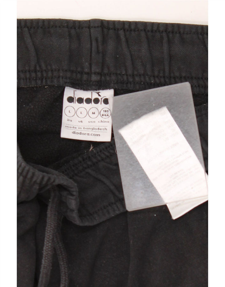 DIADORA Mens Tracksuit Trousers Joggers Large  Black Colourblock Cotton