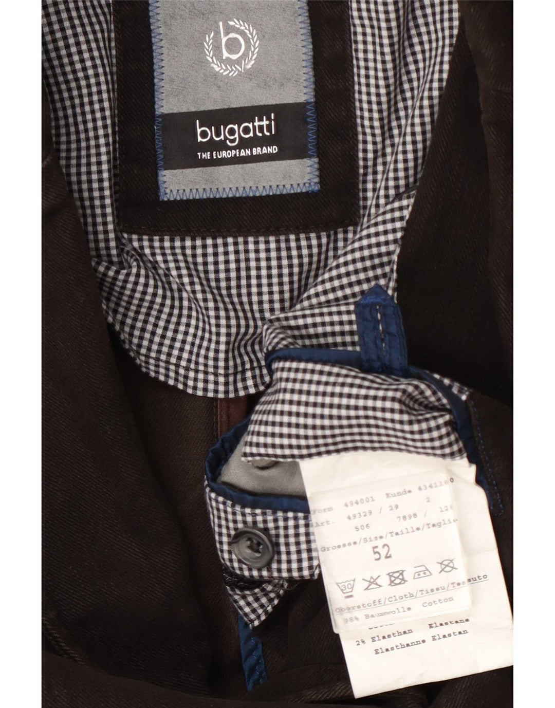 Bugatti Mens 3 Button Blazer Jacket EU 52 XL Brown Cotton