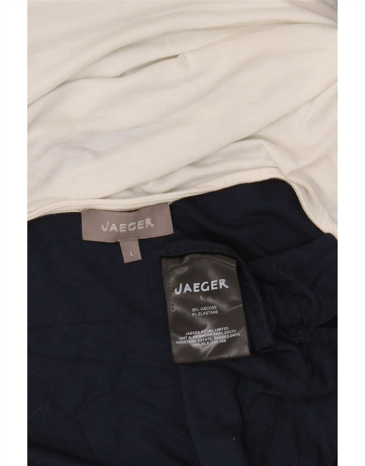 Jaeger Womens Top 3/4 Sleeve UK 16 Large Multicoloured Colourblock Viscose