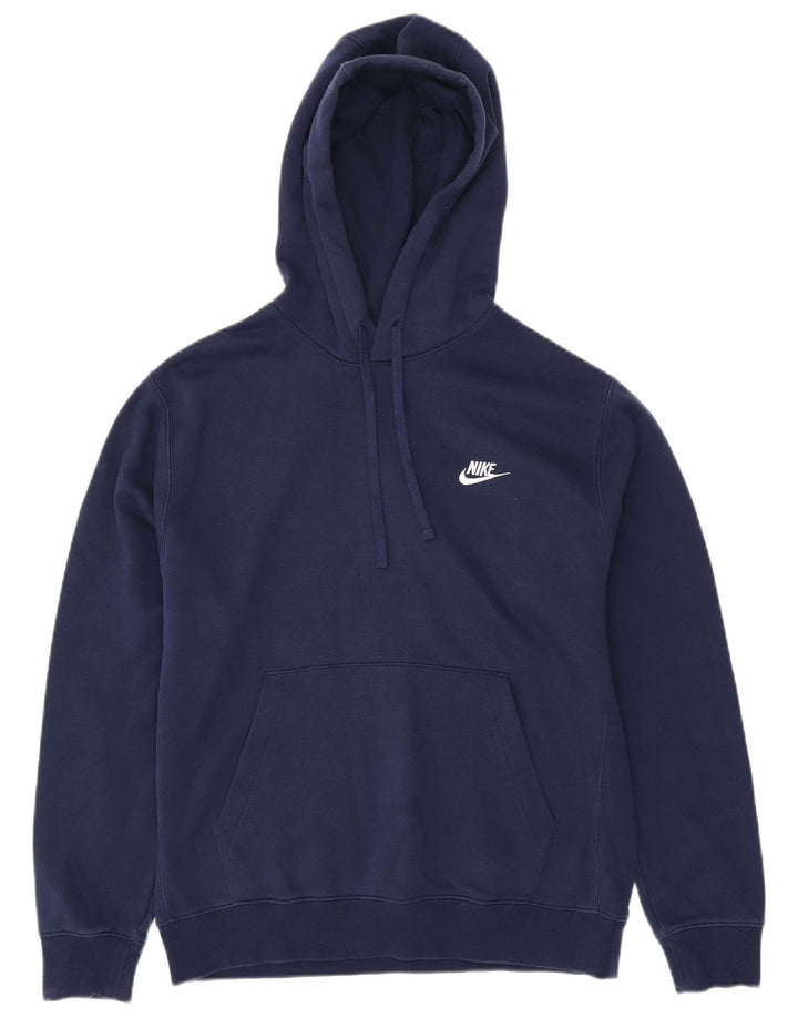 NIKE Mens Hoodie Jumper Medium Navy Blue Cotton