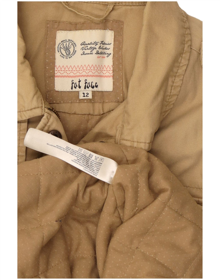 Fat Face Womens Military Jacket UK 12 Medium Beige Cotton
